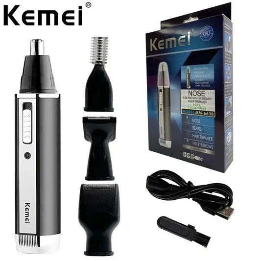 Kemei-6630 Nose Hair Trimmer For Nose Ear Cleaner Rechargeable Nose Trimmer Beard Trimer For Men Shaver Eyebrow Grooming Set